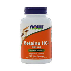 Now - Betaína HCL - 648 mg - 120 cápsulas vegetales